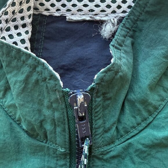 Nike Mens Vintage Sleeveless Windbreaker Vest Green Navy Large Zipper Pockets - Picture 4 of 4